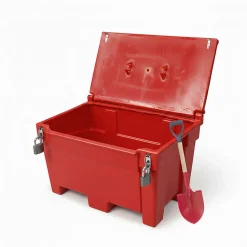 Plast'Up Rotomoulage Bac à sable incendie/ à sel de déneigement 200l +grenouillères + cadenas + pelle