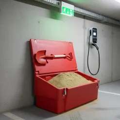 Plast'Up Rotomoulage Extincteur Et Couverture Anti-Feu-Bac à sable incendie/ à sel de déneigement 100l + grenouillères + pelle