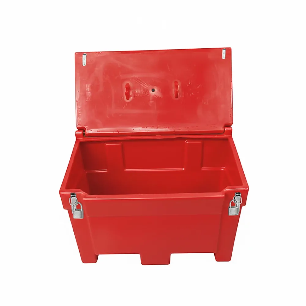 Plast'Up Rotomoulage Bac à sable incendie/ à sel de déneigement 200l + grenouillères + cadenas