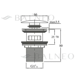 Balneo Evacuation De Lavabo-Vasque-Bonde clic-clac avec trop-plein, pour lavabo, finition chrome, laiton