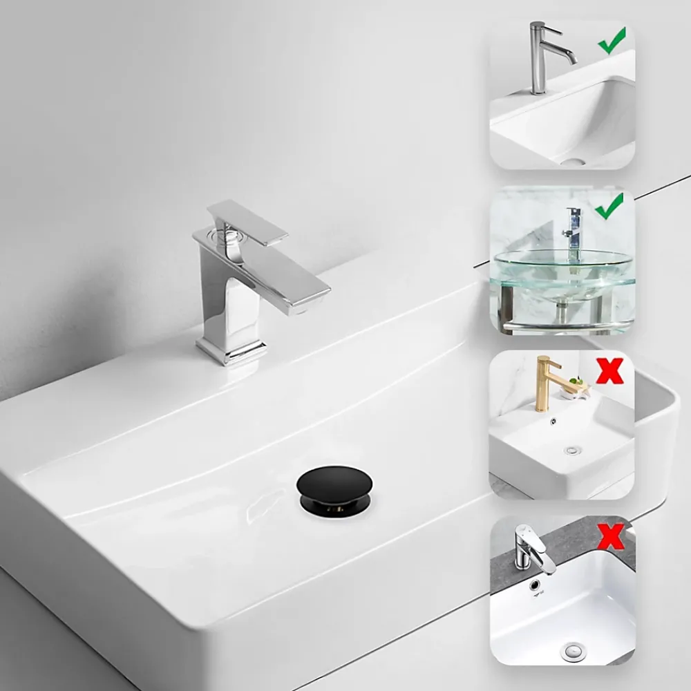 Balneo Bonde clic-clac sans trop-plein, pour lavabo, finition noir, laiton