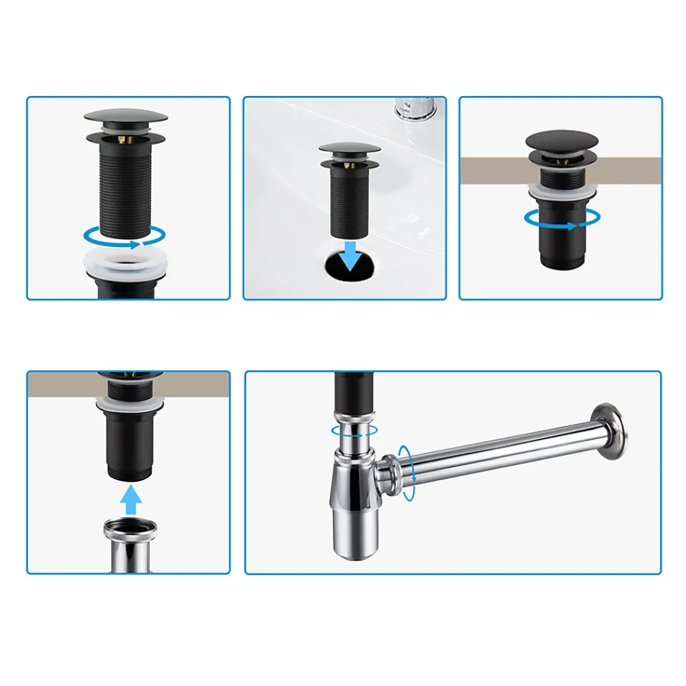Balneo Bonde clic-clac sans trop-plein, pour lavabo, finition noir, laiton