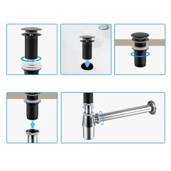 Balneo Evacuation De Lavabo-Vasque-Bonde clic-clac sans trop-plein, pour lavabo, finition gold, laiton