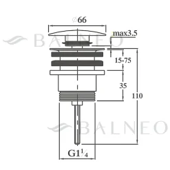 Balneo Evacuation De Lavabo-Vasque-Bonde clic-clac universelle, pour lavabo, finition chrome, laiton