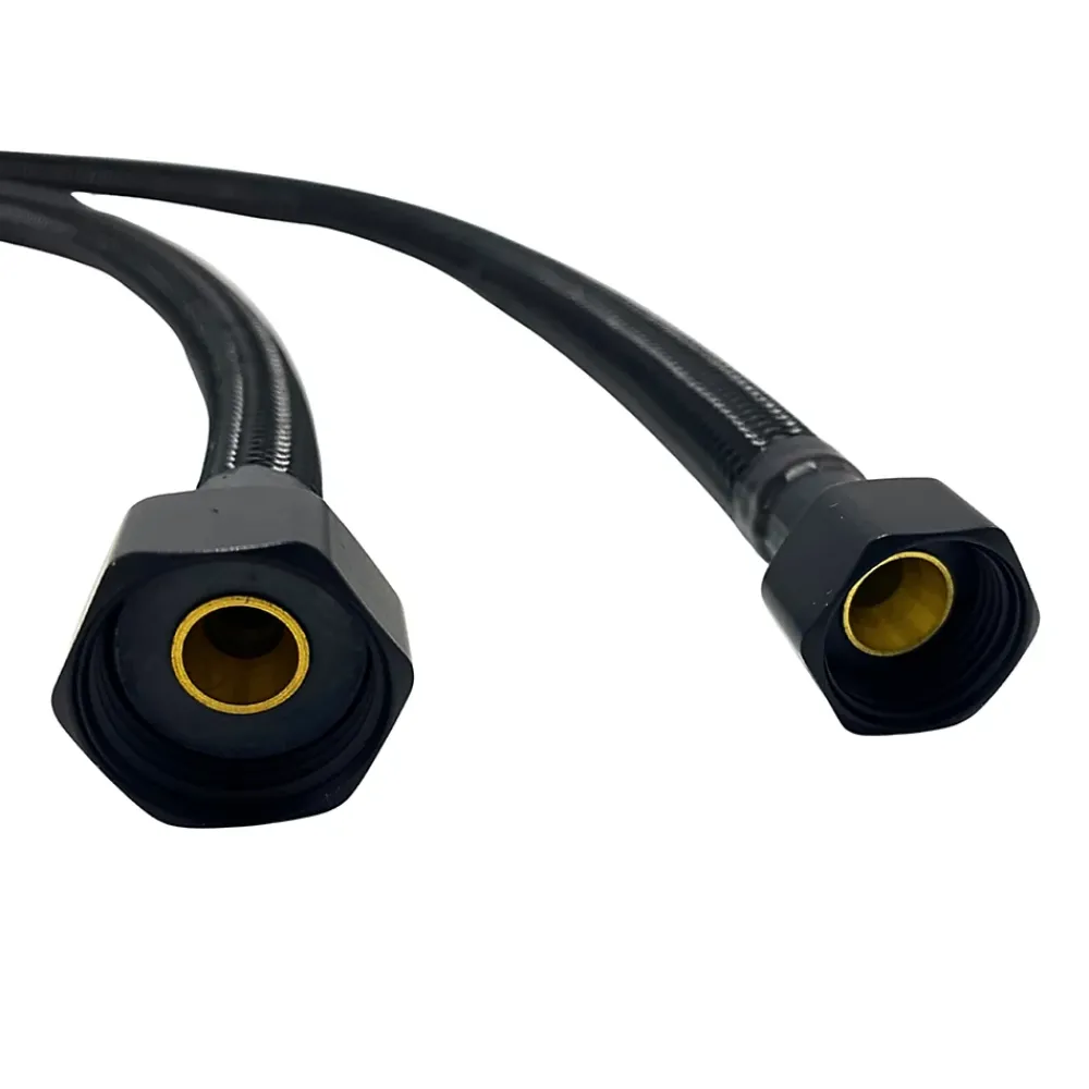 Balneo Flexible Robinetterie-Flexible d'alimentation 1/2" x 3/8" 60 cm noir tuyau PEX avec tresse