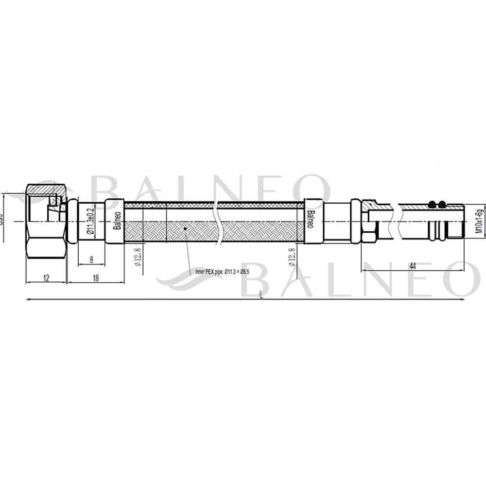Balneo Flexible Robinetterie-Flexible de raccordement pour robinet 3/8" x M10 40 cm tuyau PEX noir durable