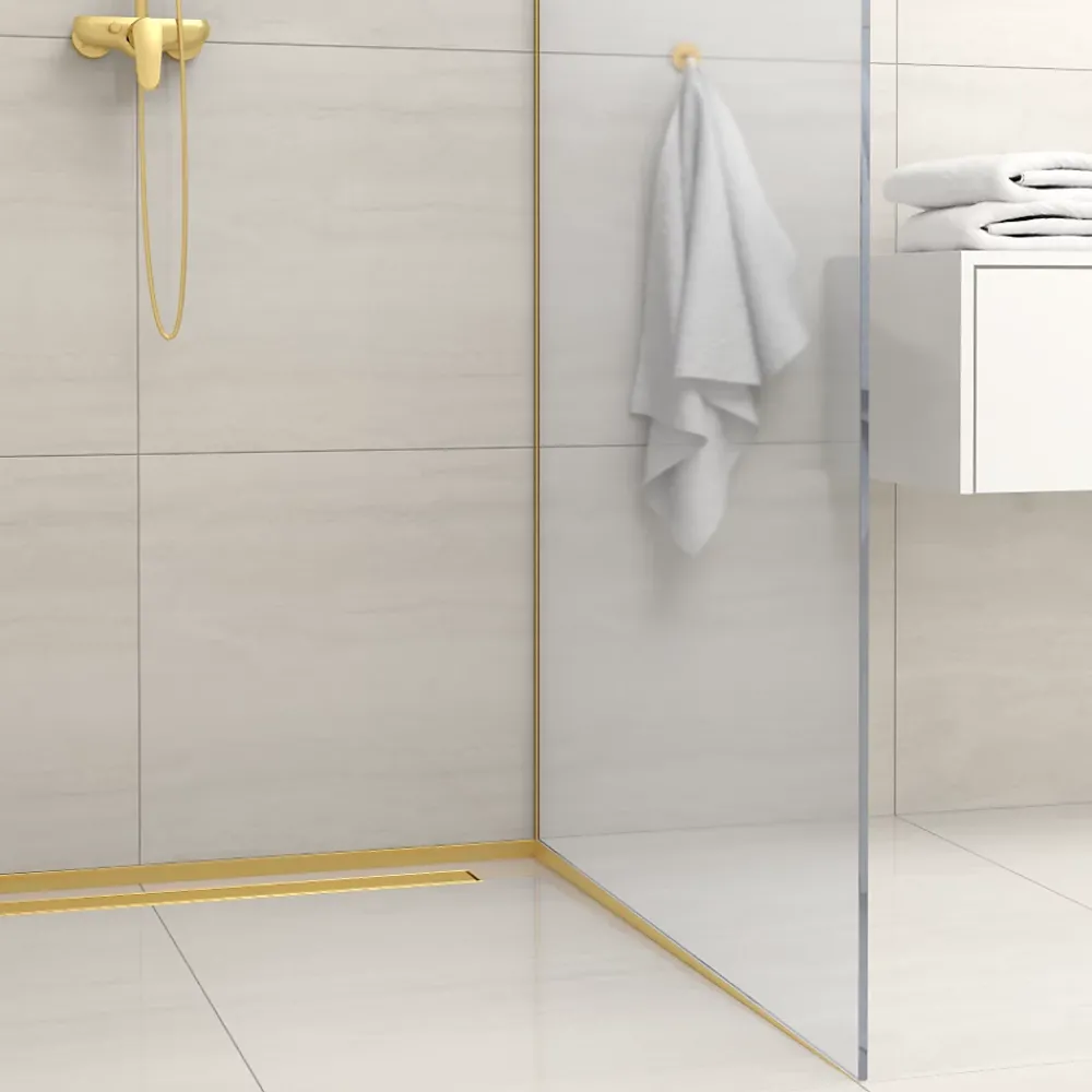 Balneo Profilé-Profilé de douche frontale, au sol 130 cm, acier inoxydable, finition gold, Pente de 1,5%