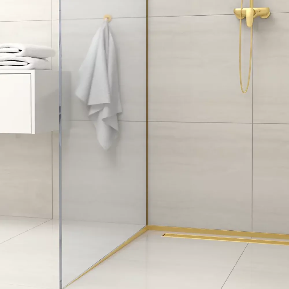 Balneo Profilé murale inclinée à gauche pour douche 170cm, acier inoxydable, finition gold, Pente de 1,5%