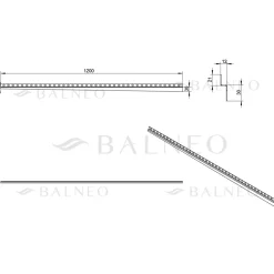 Balneo Profilé-Profilé murale inclinée à gauche pour douche 120cm, acier inoxydable, finition inox, Pente de 1,5%
