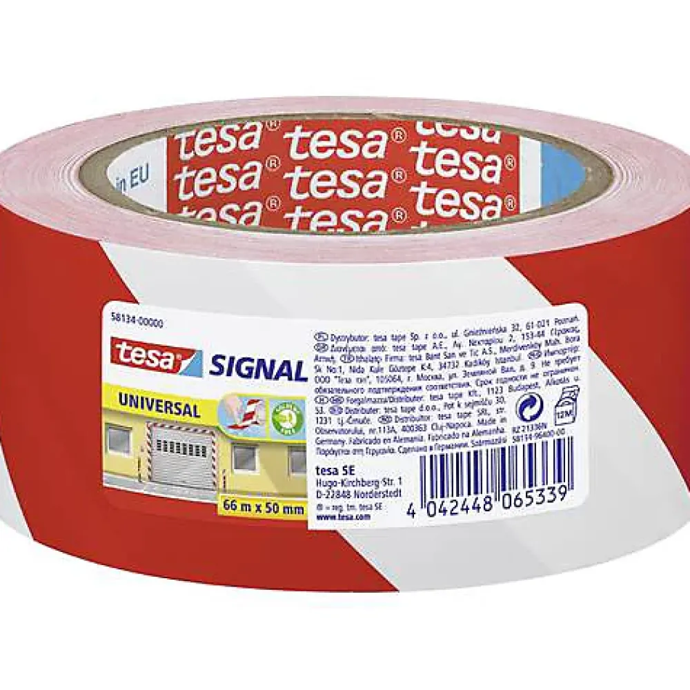Tesa Bande adhésive de marquage Signal Premium 58134-00000-00 rouge et blanc 50 mm x 66 m
