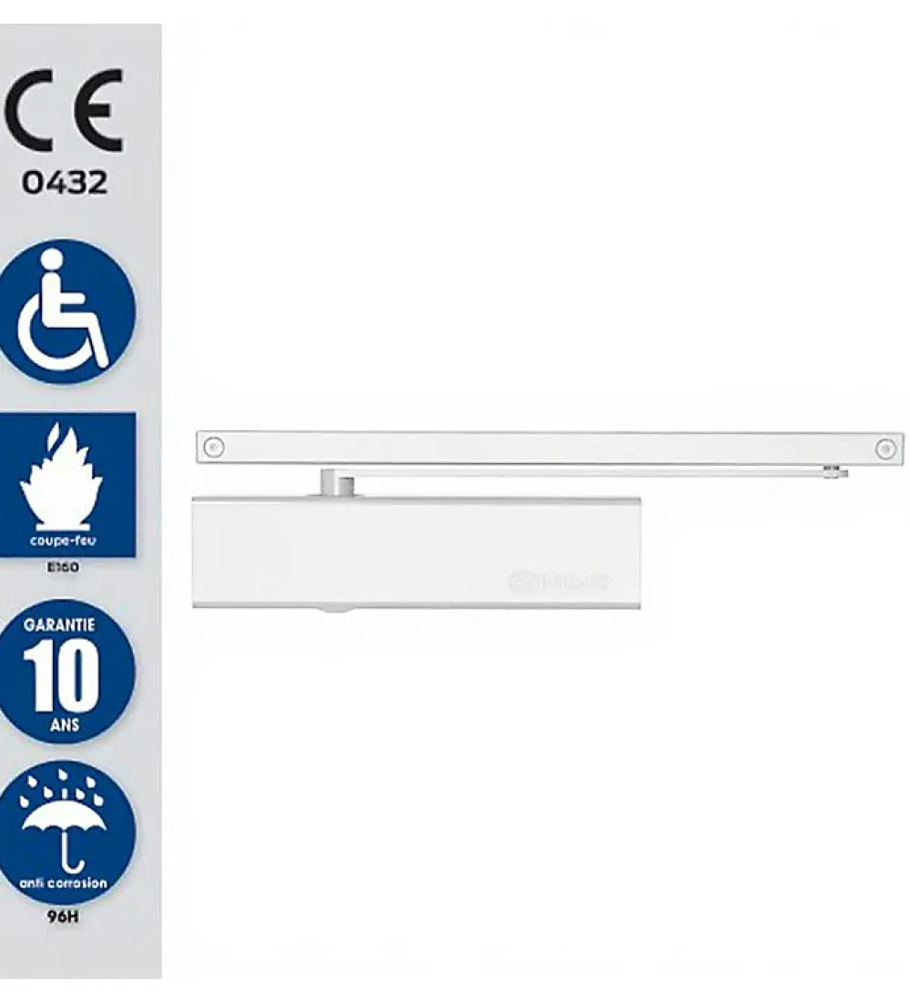 Autres Bandeau Ferme portes double à force réglable 1 à 3 tirant gauche blanc Ensemble 2 Vantaux