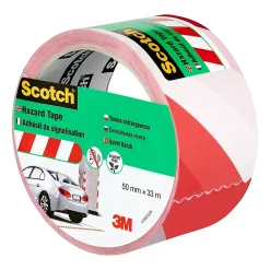 Scotch Panneau De Signalisation-Bande de marquage blanc et rouge, 50 mm x 33 m x 0,15 mm