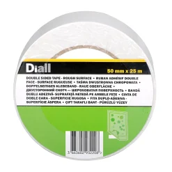 Diall Ruban Adhésif-Bande double face 50 mm x 25 m, surface rugueuse