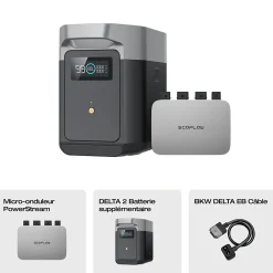 EcoFlow Station Électrique-Batterie supplémentaire pour panneau solaire Delta 2 1024W