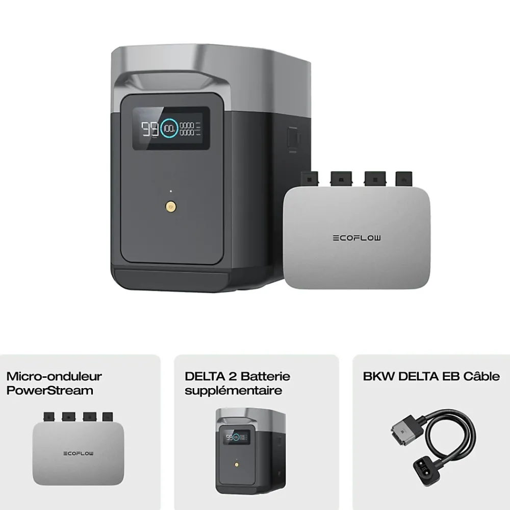 EcoFlow Station Électrique-Batterie supplémentaire pour panneau solaire Delta 2 1024W