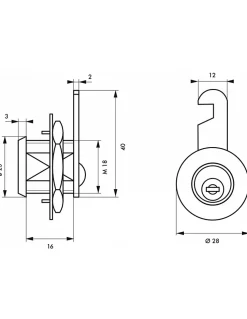 Thirard Serrure De Meuble|Serrure De Meuble-Batteuse avec came pour boîte aux lettres, nickel, longueur 18mm, 2 clés -