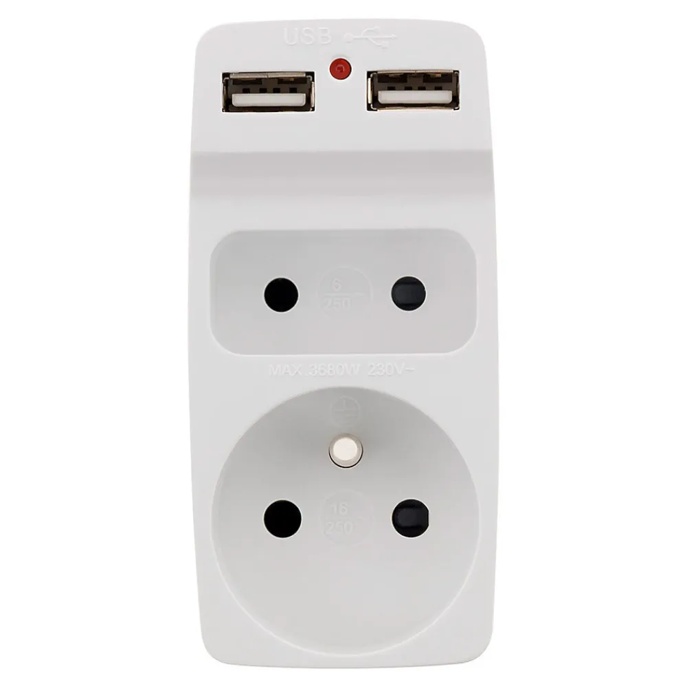 Zenitech Transformateur, Convertisseur Et Chargeur Usb-Biplite 2P 6A + 2P+T 16A + USB