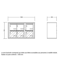 Leabox.com Boîte Aux Lettres 1 Porte-Bloc collectif , 3x2, grade 3, simple face, Intérieur, fixation murale, Gris clair RAL 7035 finition brillante