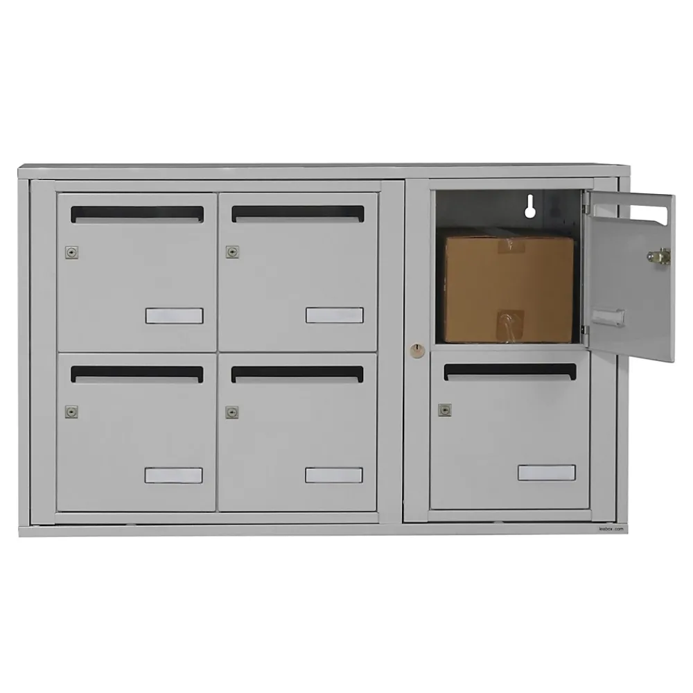 Leabox.com Boîte Aux Lettres 1 Porte-Bloc collectif , 3x2, grade 3, simple face, Intérieur, fixation murale, Gris clair RAL 7035 finition brillante