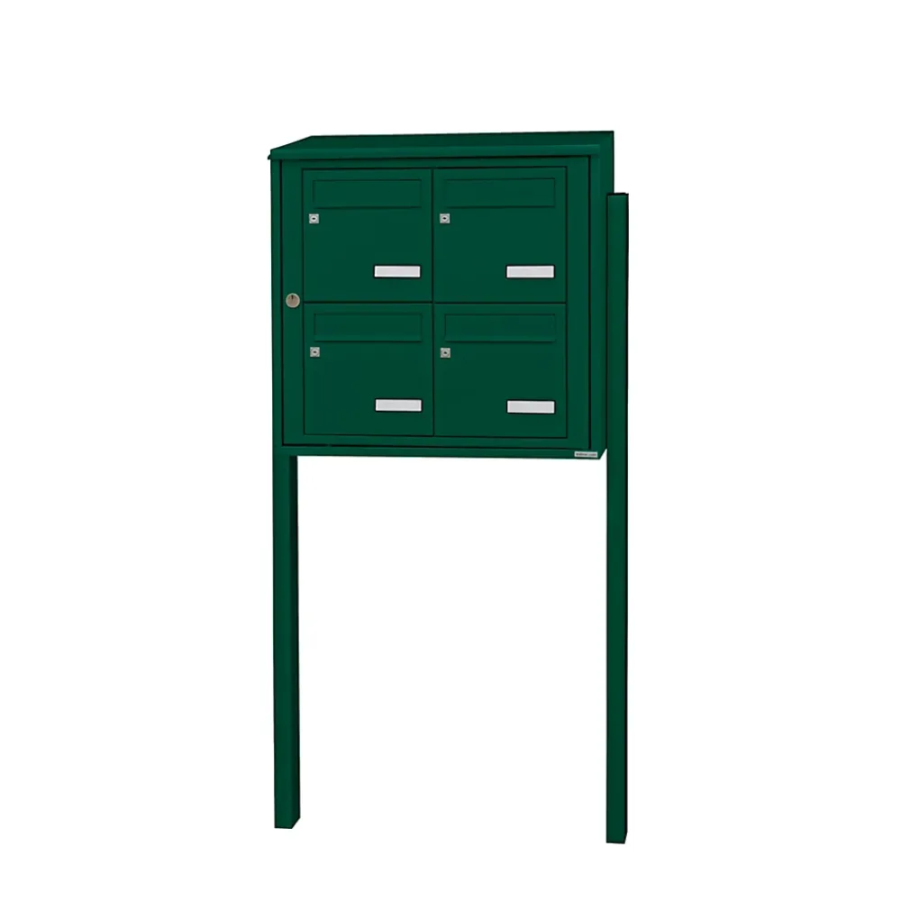 Leabox.com Bloc collectif , 2x2, grade 3, simple face, Extérieur, fixation sur pieds à sceller, Vert mousse RAL 6005 brillant