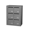 Leabox.com Bloc collectif , 2x3, grade 3, simple face, Intérieur, fixation murale, Gris poussière RAL 7037 finition brillante