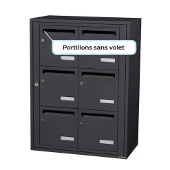 Leabox.com Bloc collectif , 2x3, grade 3, simple face, Intérieur, fixation murale, gris anthracite RAL 7016 finition brillante