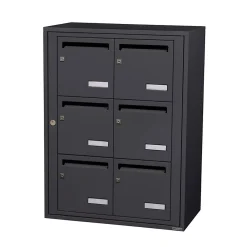 Leabox.com Bloc collectif , 2x3, grade 3, simple face, Intérieur, fixation murale, gris anthracite RAL 7016 finition brillante