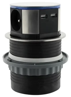 Otio Bloc encastrable compact 3 prises + 2 ports USB