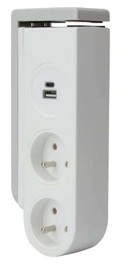 Zenitech Bloc multiprise Gekko 4 prises blanc - clipsable - Otio