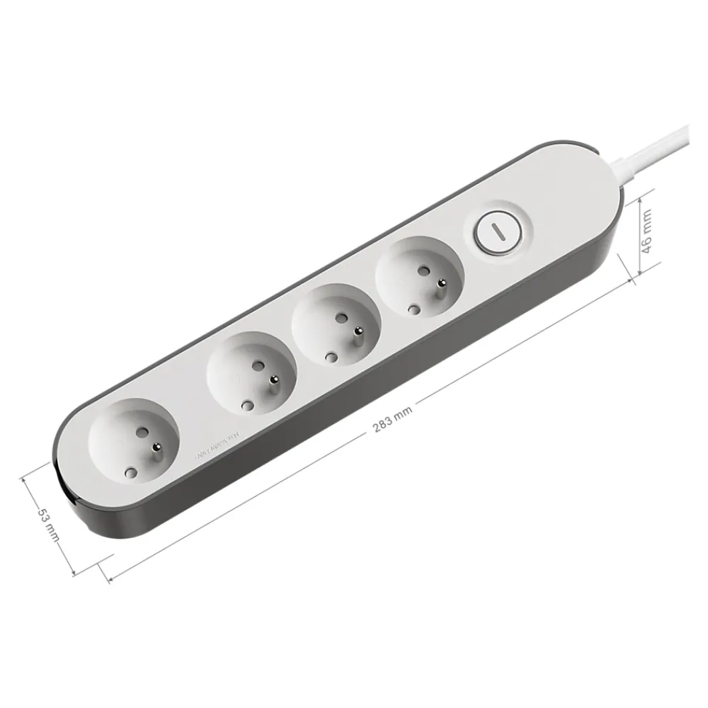Jacobsen Bloc multiprise 4 ports blanc et gris