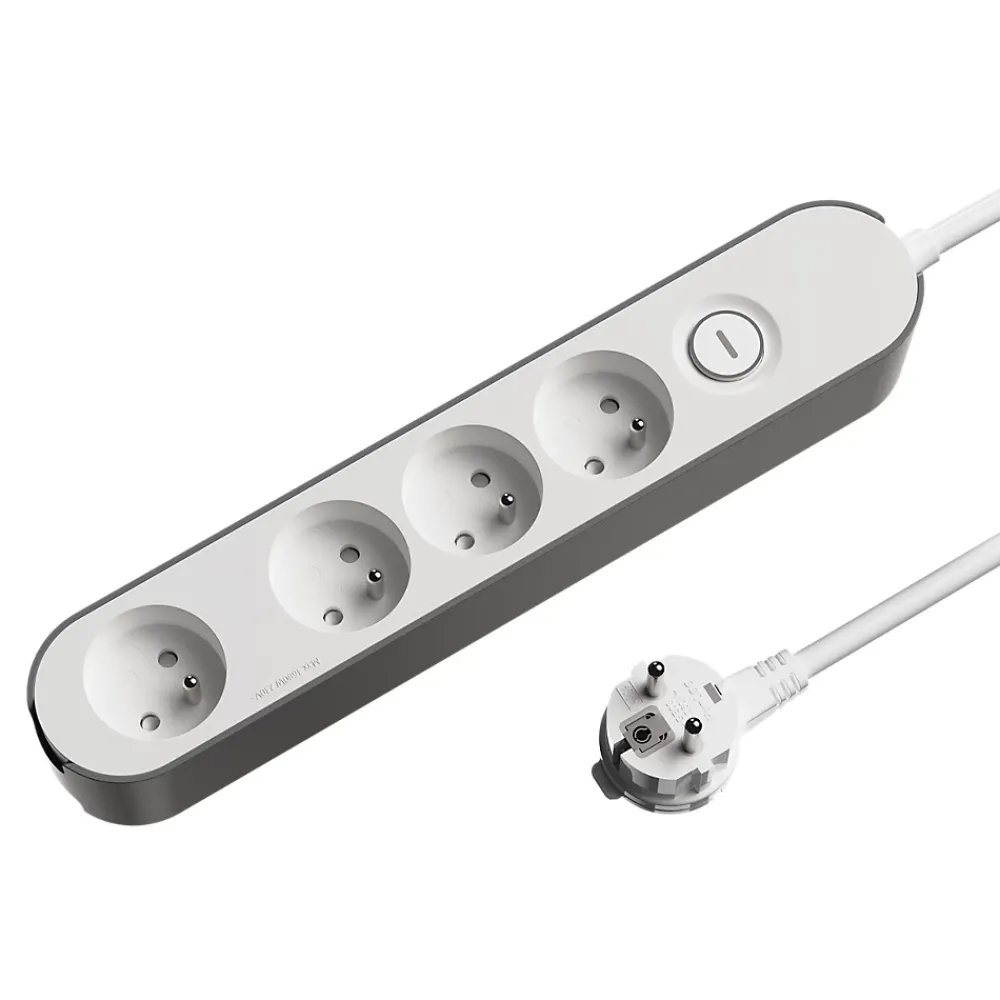 Jacobsen Bloc multiprise 4 ports blanc et gris