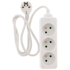 Zenitech Bloc multiprise 3 prises 2P+T 16A blanc -