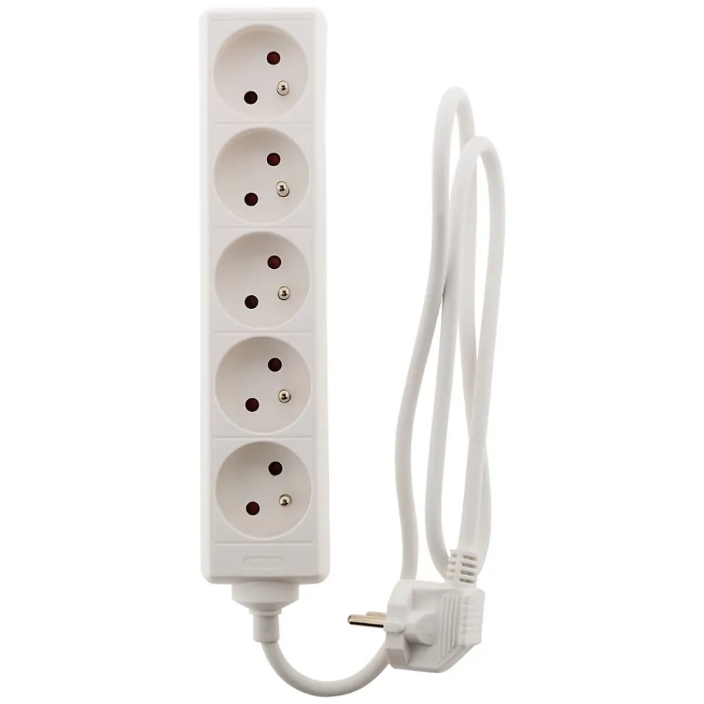 Zenitech Multiprise-Bloc multiprise 5 prises 2P+T 16A blanc -