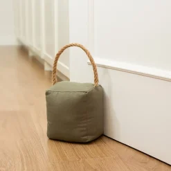 Arrêt De Porte-Bloque-porte Rei tissu vert kaki ⌀11x H. 28 cm