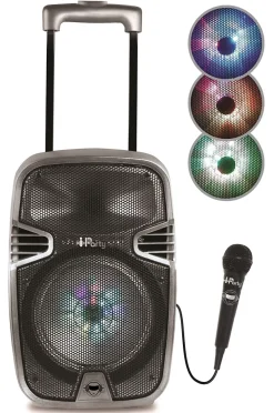 Lexibook Enceinte, Écouteur Et Casque-Bluetooth Karaoke avec roulettes, lumières et micro