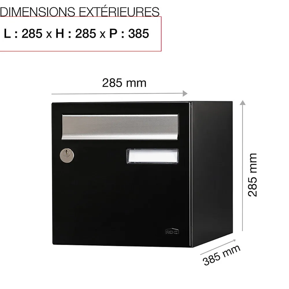 Renz Boîte Aux Lettres 1 Porte-Boite aux lettres Allure 1 porte noir 9005M