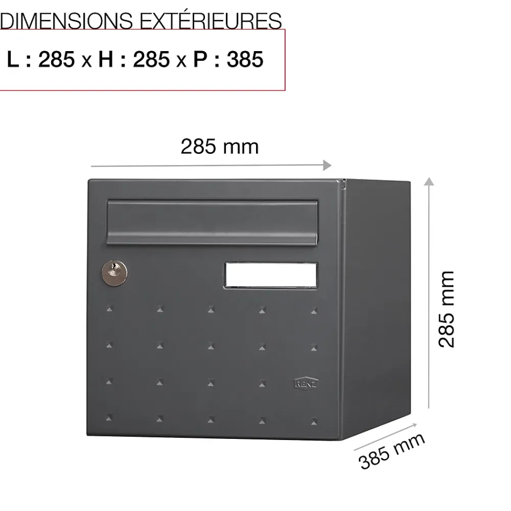 Renz Boîte Aux Lettres 1 Porte-Boite aux lettres CubYsm 1 porte Gris anthracite 7016M