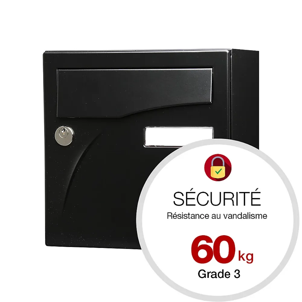 Renz Boîte Aux Lettres 1 Porte-Boite aux lettres Préface compact Noir mat RAL 9005M