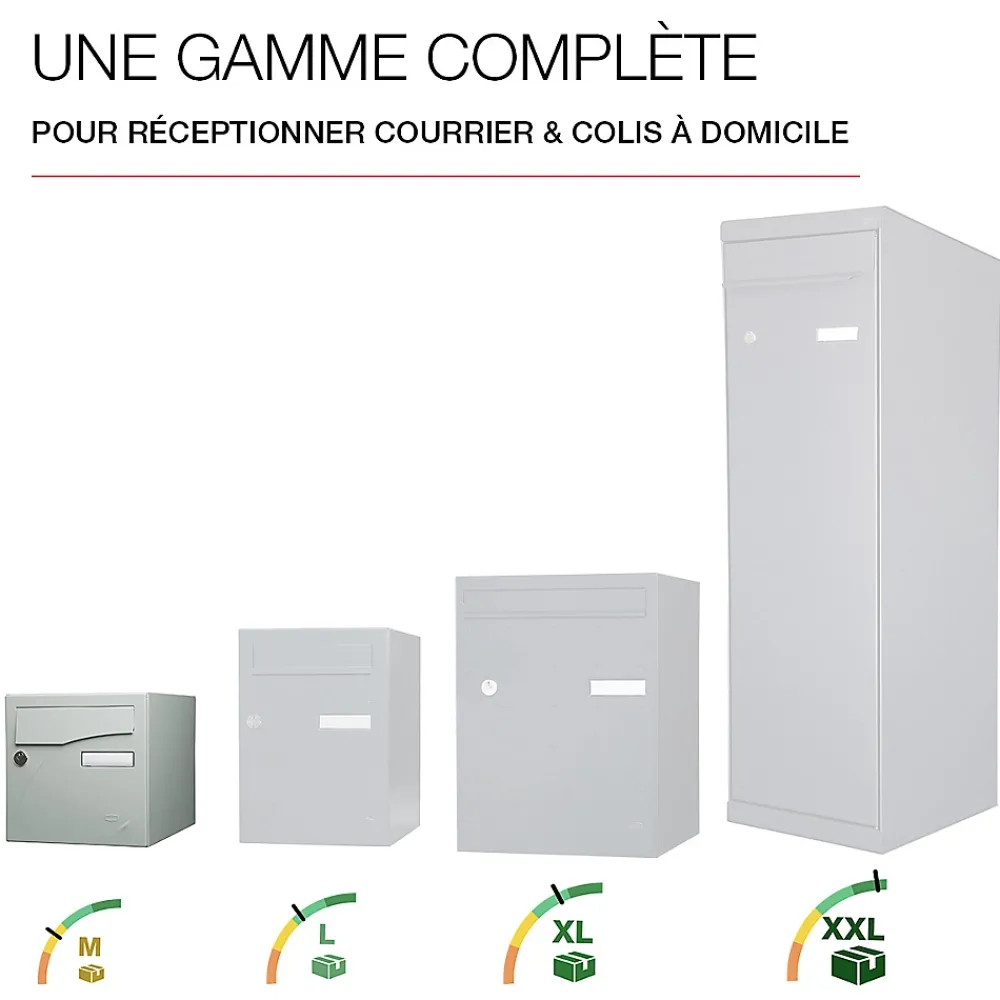 Renz Boîte Aux Lettres 1 Porte-Boite aux lettres Préface 2 portes Gris polaire mat RAL 9006 M