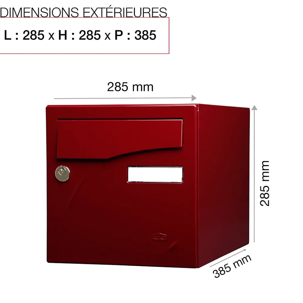 Renz Boîte Aux Lettres 1 Porte-Boite aux lettres Préface 1 porte Rouge pourpre brillant RAL 3004B