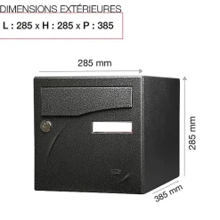 Renz Boite aux lettres Préface 1 porte Noir décor RAL 9005D