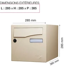 Renz Boîte Aux Lettres 1 Porte-Boite aux lettres Préface 1 porte Ivoire brillant RAL 1015B