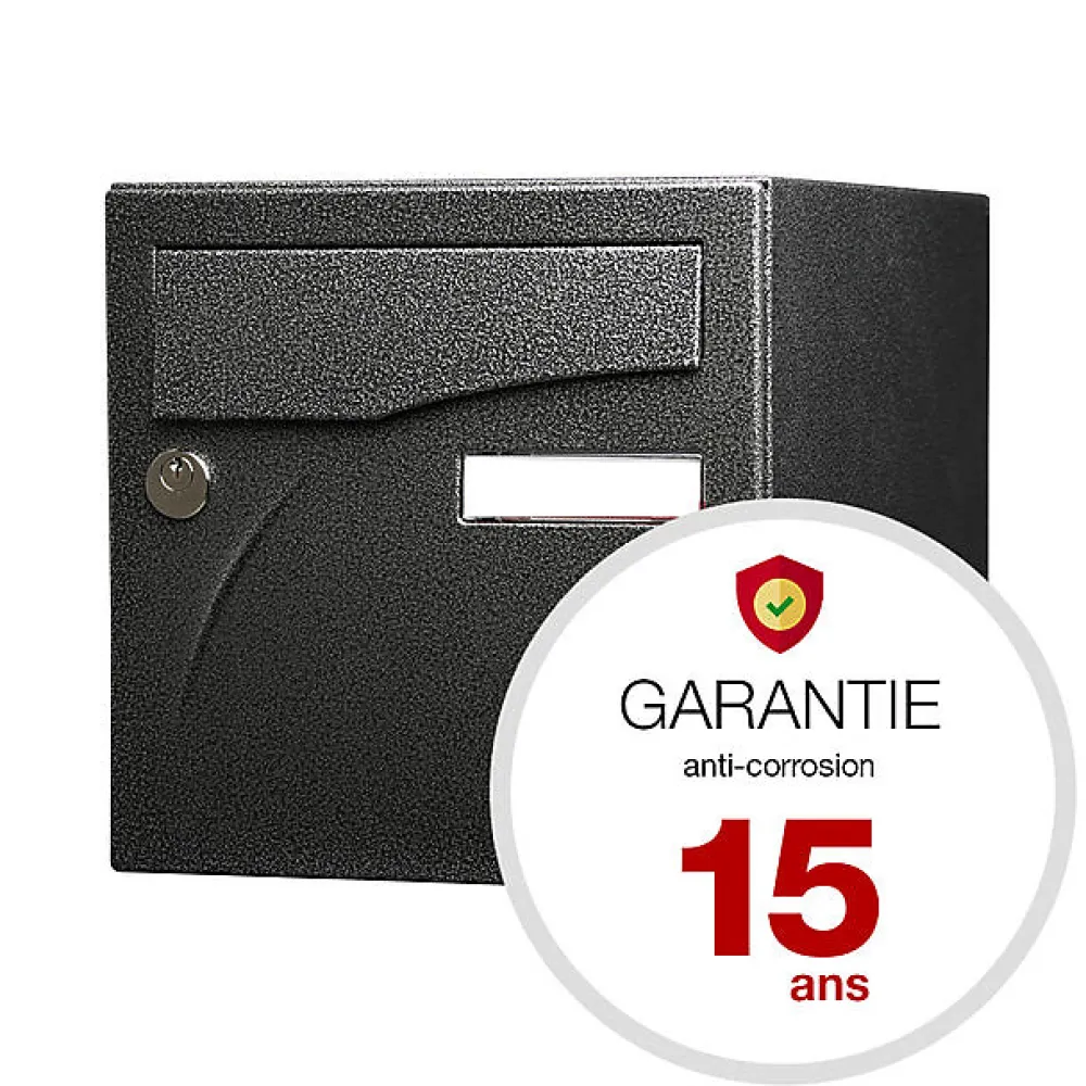Renz Boîte Aux Lettres 2 Portes-Boite aux lettres Préface 2 portes Noir décor RAL 9005D