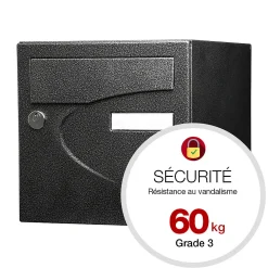 Renz Boîte Aux Lettres 1 Porte-Boite aux lettres Préférence 1 porte noir décor RAL 9005 D