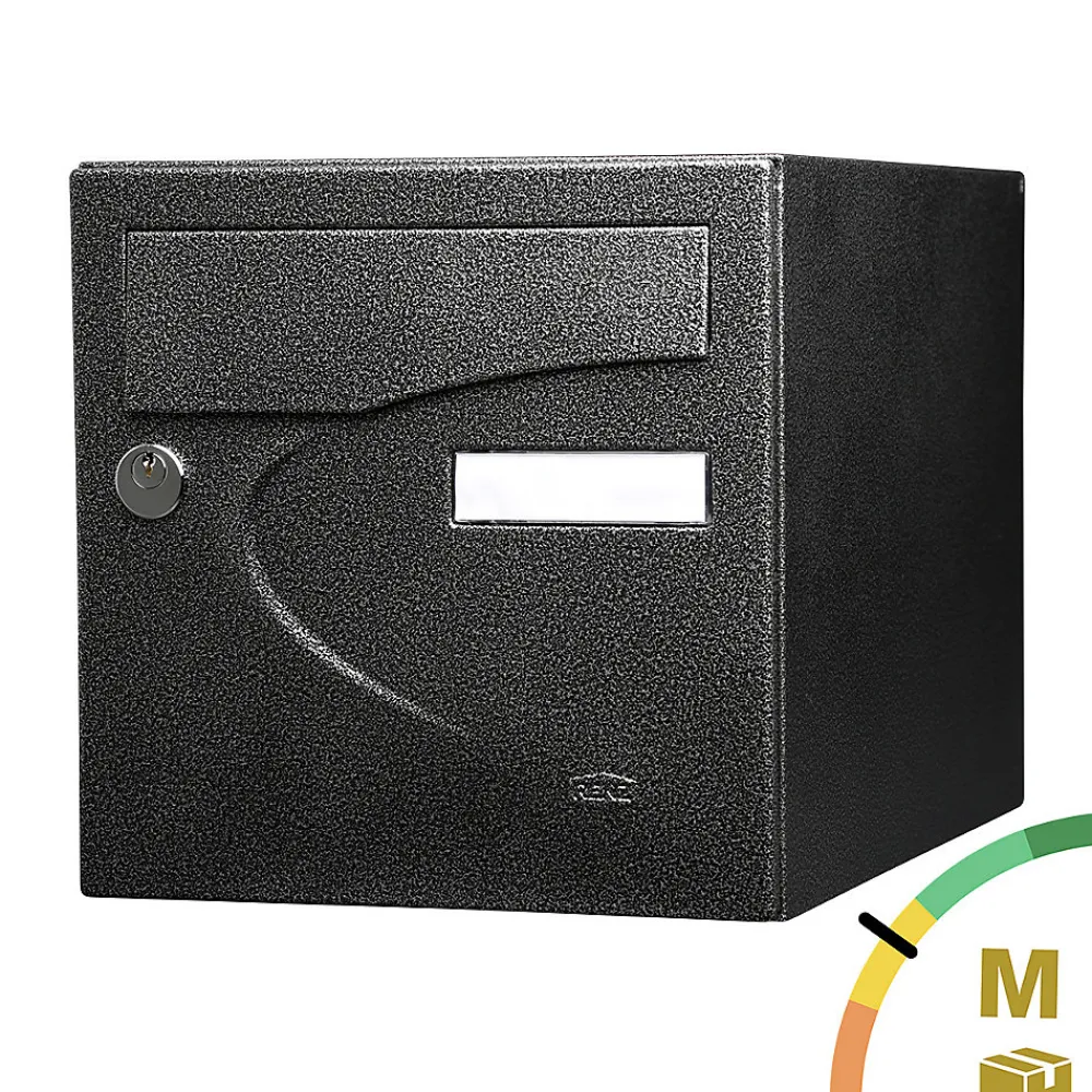 Renz Boîte Aux Lettres 1 Porte-Boite aux lettres Préférence 1 porte noir décor RAL 9005 D
