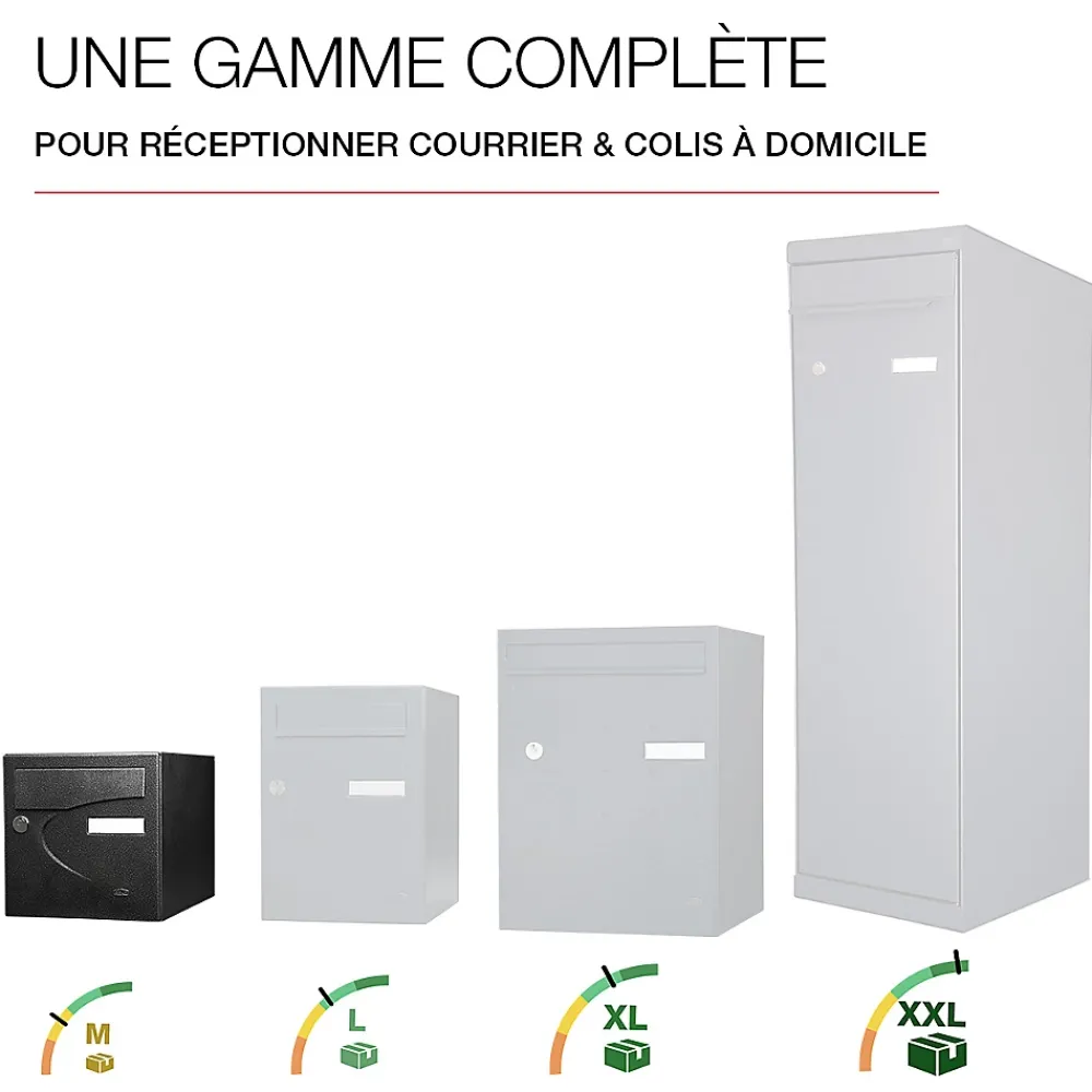 Renz Boîte Aux Lettres 1 Porte-Boite aux lettres Préférence 1 porte noir décor RAL 9005 D