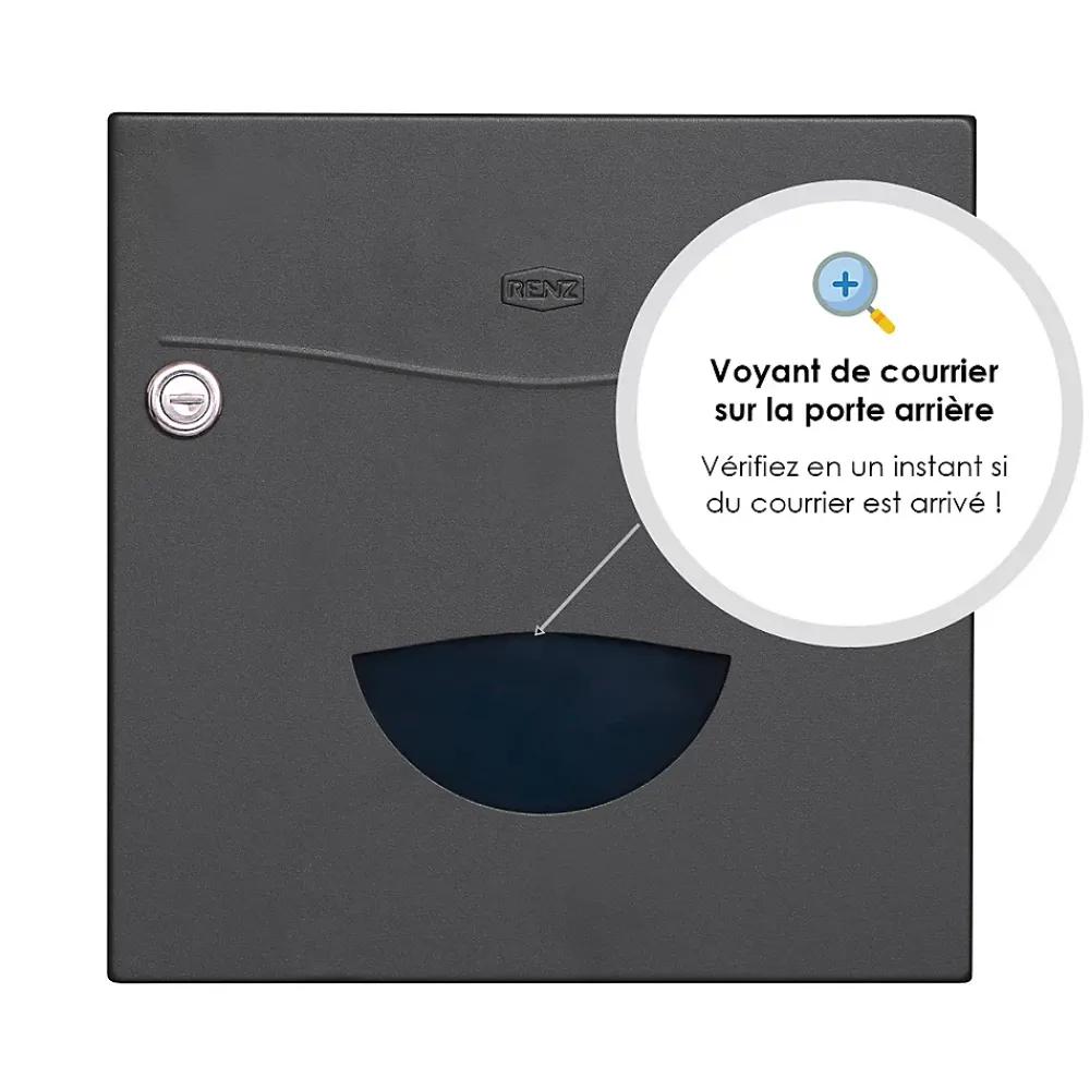 Renz Boîte Aux Lettres 2 Portes-Boite aux lettres Soléa 2 portes Gris anthracite aspect sablé REN 0206MS