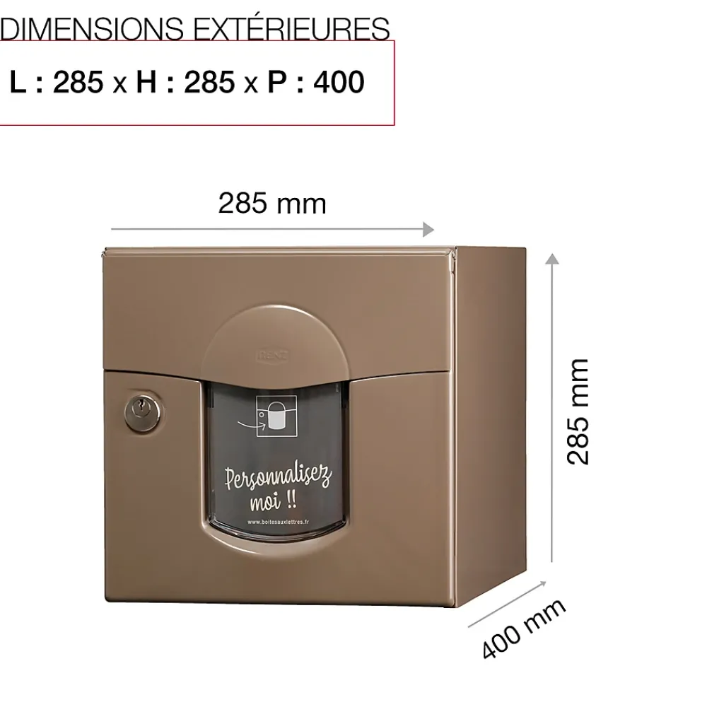Renz Boite aux lettres Soléa 2 portes taupe RAL 7006 B