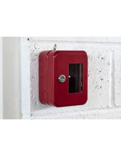 Thirard Coffre-Fort-Boite à clés vitrée murale, acier, vitre interchangeable, 152x118x80mm, 2 clés, rouge -