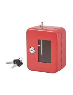 Thirard Coffre-Fort-Boite à clés vitrée murale, acier, vitre interchangeable, 152x118x80mm, 2 clés, rouge -
